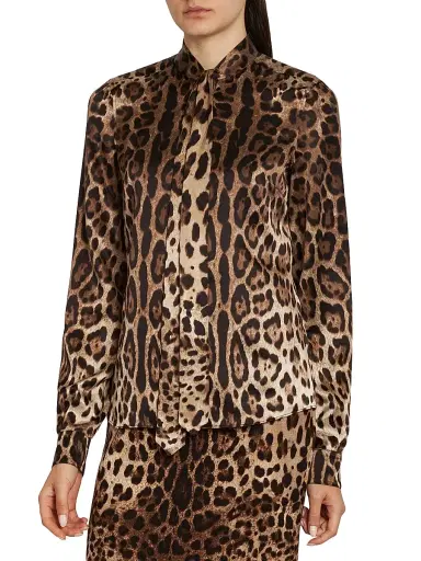 Dolce & Gabbana Women's Leopard-Print Silk Shirt - Leo New - Size 12 | Thumbnail 3