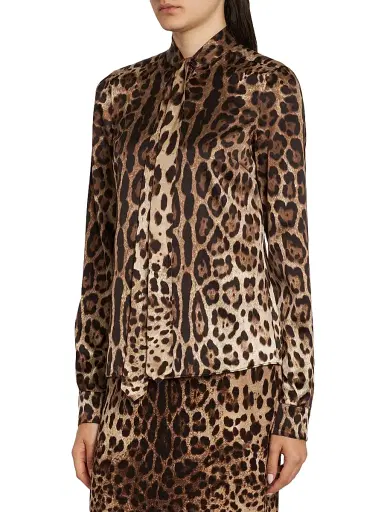 Dolce & Gabbana Women's Leopard-Print Silk Shirt - Leo New - Size 12 | Thumbnail 4