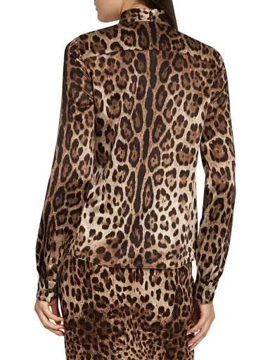 Dolce & Gabbana Women's Leopard-Print Silk Shirt - Leo New - Size 12 | Thumbnail 5