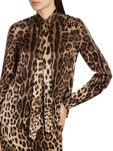 Dolce & Gabbana Women's Leopard-Print Silk Shirt - Leo New - Size 12 | Thumbnail 6