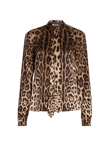Dolce & Gabbana Women's Leopard-Print Silk Shirt - Leo New - Size 12 | Thumbnail 1