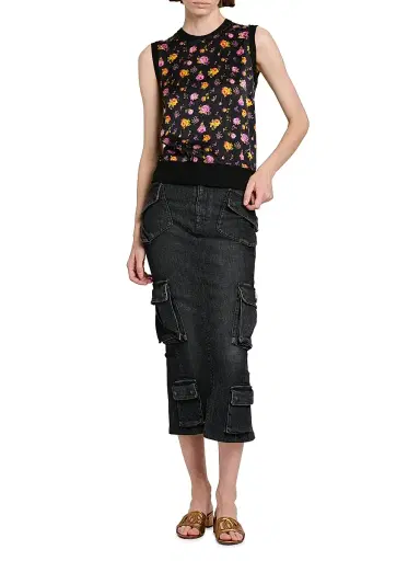 Dolce & Gabbana Women's Floral Silk Tank - Rose Mazzolini F Ner - Size 12 | Thumbnail 2