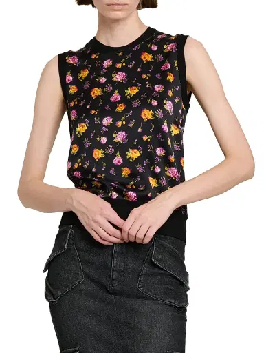 Dolce & Gabbana Women's Floral Silk Tank - Rose Mazzolini F Ner - Size 12 | Thumbnail 3