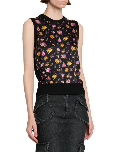 Dolce & Gabbana Women's Floral Silk Tank - Rose Mazzolini F Ner - Size 12 | Thumbnail 4
