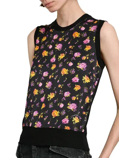 Dolce & Gabbana Women's Floral Silk Tank - Rose Mazzolini F Ner - Size 12 | Thumbnail 6