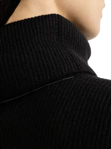 Brunello Cucinelli Women's Cashmere English Rib Turtleneck Sweater with Monili - Black | Thumbnail 5 Brunello Cucinelli Women's Cashmere English Rib Turtleneck Sweater with Monili - Black | Thumbnail 5