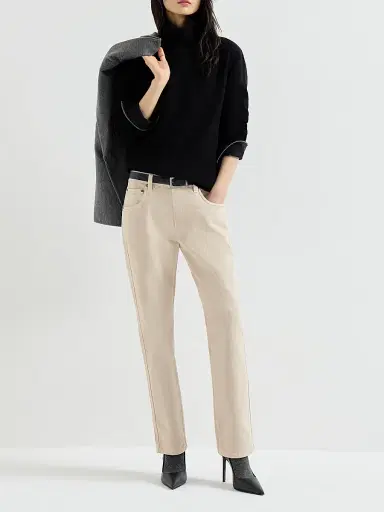 Brunello Cucinelli Women's Cashmere English Rib Turtleneck Sweater with Monili - Black | Thumbnail 6 Brunello Cucinelli Women's Cashmere English Rib Turtleneck Sweater with Monili - Black | Thumbnail 6