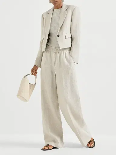 Brunello Cucinelli Women's Sparkling Cashmere and Silk Rib Knit Lightweight Sweater - White | Thumbnail 6 Brunello Cucinelli Women's Sparkling Cashmere and Silk Rib Knit Lightweight Sweater - White | Thumbnail 6
