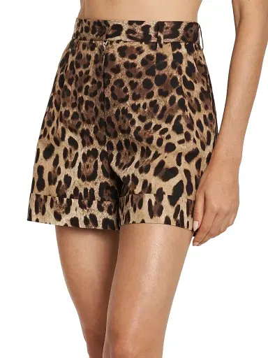 Dolce & Gabbana Women's Leopard-Print Cotton High-Rise Shorts - Leo New - Size 8 | Thumbnail 3