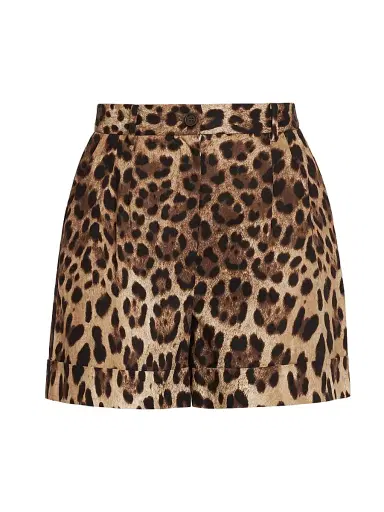 Dolce & Gabbana Women's Leopard-Print Cotton High-Rise Shorts - Leo New - Size 8 | Thumbnail 1