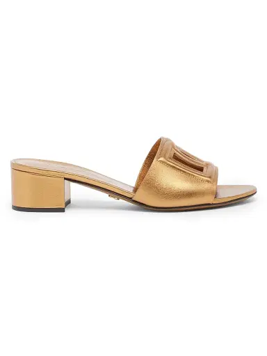 Dolce & Gabbana Women's 40MM Logo Cut-Out Leather Sandals | Thumbnail 1 Dolce & Gabbana Women's 40MM Logo Cut-Out Leather Sandals | Thumbnail 1