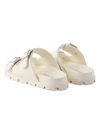 Prada Women's Rubber Strap Slides - Beige Khaki - Size 11 | Thumbnail 3