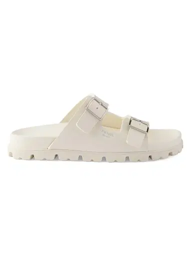 Prada Women's Rubber Strap Slides - Beige Khaki - Size 11 | Thumbnail 1