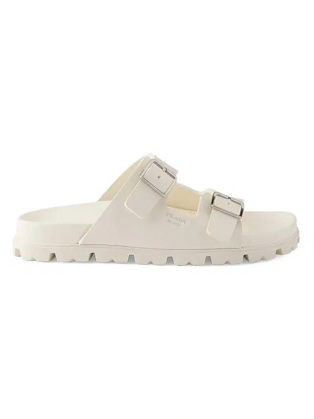 Prada Women's Rubber Strap Slides - Beige Khaki