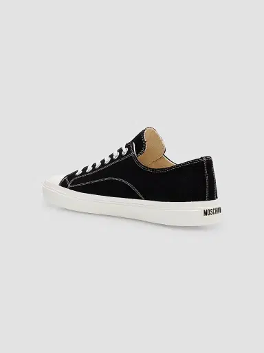 MOSCHINO Men's Canvas Low-Top Sneakers - Black | Thumbnail 4