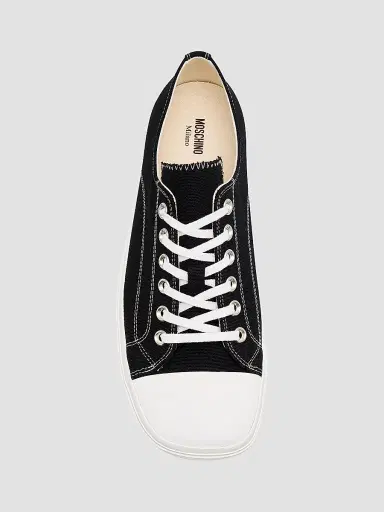 MOSCHINO Men's Canvas Low-Top Sneakers - Black | Thumbnail 6