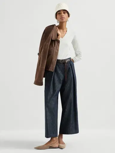 Brunello Cucinelli Women's Cashmere and Silk Sparkling Lightweight Sweater - Rice | Thumbnail 6