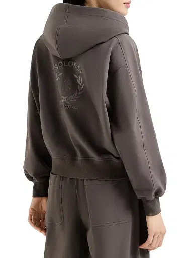 Brunello Cucinelli Women's Stretch Cotton Lightweight French Terry Sweatshirt - Brown | Thumbnail 3 Brunello Cucinelli Women's Stretch Cotton Lightweight French Terry Sweatshirt - Brown | Thumbnail 3