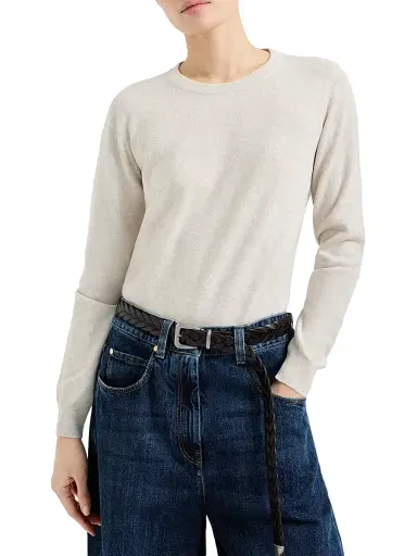 Brunello Cucinelli Women's Cashmere Sweater with Monili - Oyster | Thumbnail 2 Brunello Cucinelli Women's Cashmere Sweater with Monili - Oyster | Thumbnail 2