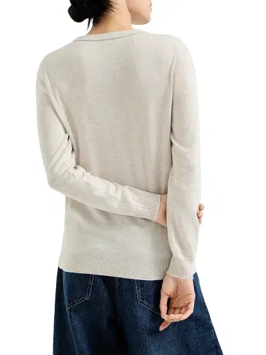 Brunello Cucinelli Women's Cashmere Sweater with Monili - Oyster | Thumbnail 3 Brunello Cucinelli Women's Cashmere Sweater with Monili - Oyster | Thumbnail 3