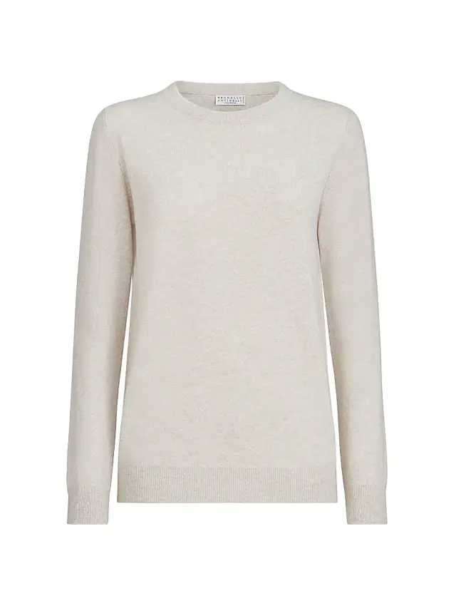Women's Cashmere Sweater with Monili - Oyster