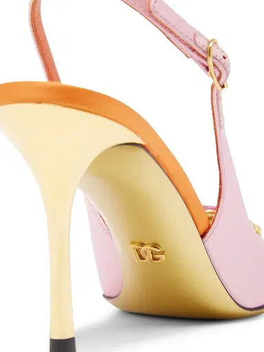 Dolce & Gabbana Women's Crystal-Embellished Satin Slingback Pumps - Rosa Arancio - Size 8 | Thumbnail 6 Dolce & Gabbana Women's Crystal-Embellished Satin Slingback Pumps - Rosa Arancio - Size 8 | Thumbnail 6