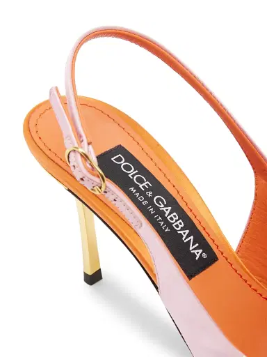 Dolce & Gabbana Women's Crystal-Embellished Satin Slingback Pumps - Rosa Arancio - Size 8 | Thumbnail 7 Dolce & Gabbana Women's Crystal-Embellished Satin Slingback Pumps - Rosa Arancio - Size 8 | Thumbnail 7
