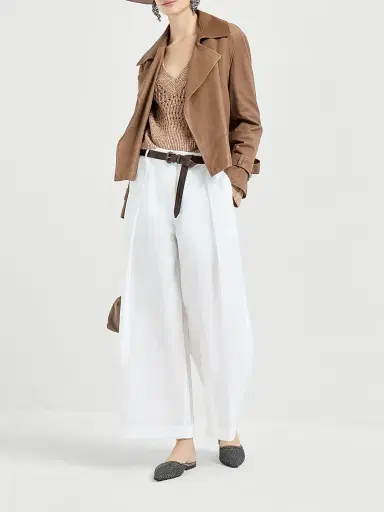 Brunello Cucinelli Women's Linen Dazzling Braids Sweater | Thumbnail 6