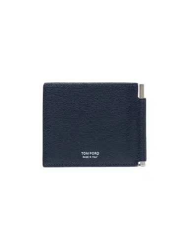 Tom Ford Men's Elongated T-Line Leather Money Clip Wallet - Navy | Thumbnail 1