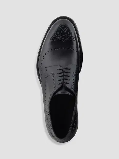 Giorgio Armani Men's Leather Brogue Derby Shoes - Black - Size 10.5 | Thumbnail 4