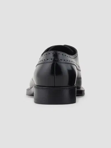 Giorgio Armani Men's Leather Brogue Derby Shoes - Black - Size 10.5 | Thumbnail 6