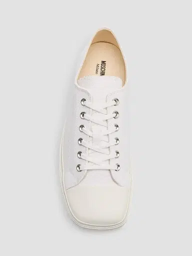 MOSCHINO Men's Edge Canvas Cap Toe Low-Top Sneakers - White | Thumbnail 6 MOSCHINO Men's Edge Canvas Cap Toe Low-Top Sneakers - White | Thumbnail 6