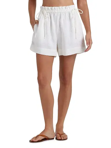 Peony Women's Tapestry Weekend Linen Shorts - Gardenia - Size Large | Thumbnail 3 Peony Women's Tapestry Weekend Linen Shorts - Gardenia - Size Large | Thumbnail 3