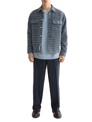 Scotch & Soda Men's Structured Striped Overshirt - Blue Stripe - Size XXL | Thumbnail 2