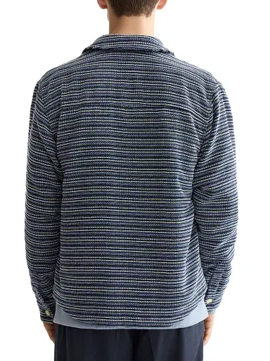 Scotch & Soda Men's Structured Striped Overshirt - Blue Stripe - Size XXL | Thumbnail 4
