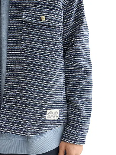 Scotch & Soda Men's Structured Striped Overshirt - Blue Stripe - Size XXL | Thumbnail 5