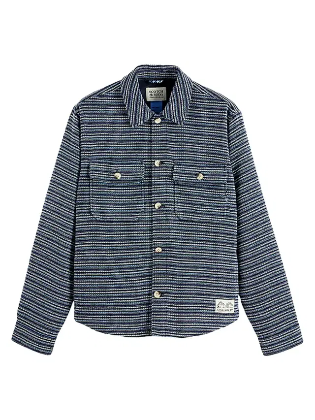Scotch & Soda Men's Structured Striped Overshirt - Blue Stripe