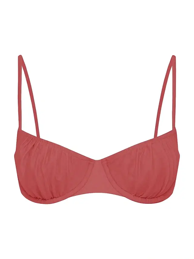 Peony Women's Tapestry Everlasting Ruched Balconette Bikini Top - Rose