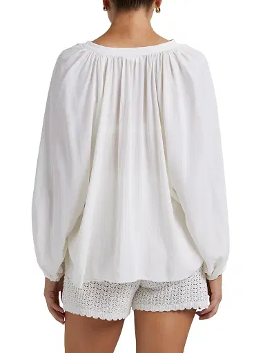 Peony Women's Tapestry Essential Cotton-Silk Shirt - Gardenia - Size Large | Thumbnail 4