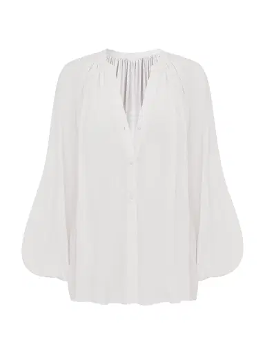 Peony Women's Tapestry Essential Cotton-Silk Shirt - Gardenia - Size Large | Thumbnail 1