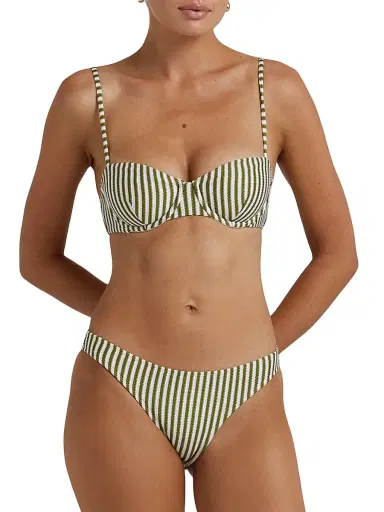 Peony Women's Tapestry Lover Striped Balconette Bikini Top - Fern Stripe - Size Small | Thumbnail 3 Peony Women's Tapestry Lover Striped Balconette Bikini Top - Fern Stripe - Size Small | Thumbnail 3