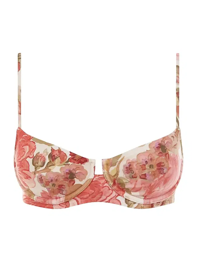 Peony Women's Tapestry Everlasting Floral Balconette Bikini Top - Dahlia