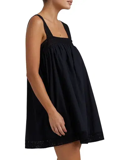 Peony Women's Tapestry Broderie Cover-Up Minidress - Noir - Size Large | Thumbnail 4
