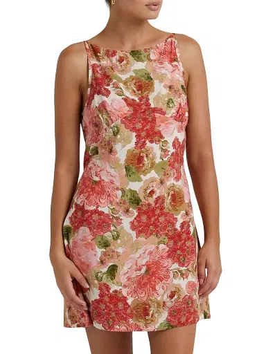 Peony Women's Tapestry Caroline Floral Minidress | Thumbnail 3 Peony Women's Tapestry Caroline Floral Minidress | Thumbnail 3