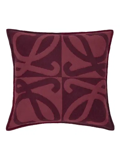 Loewe Monogram Wool-Cashmere Cushion - Burgundy Mahogany | Thumbnail 5