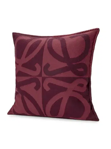 Loewe Monogram Wool-Cashmere Cushion - Burgundy Mahogany | Thumbnail 6