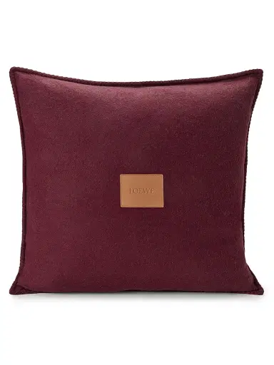 Loewe Monogram Wool-Cashmere Cushion - Burgundy Mahogany | Thumbnail 7