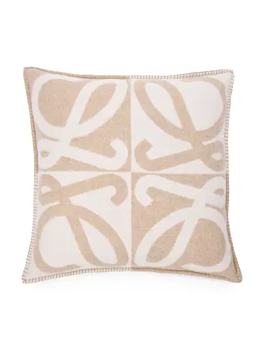 Loewe Monogram Wool-Cashmere Cushion - Burgundy Mahogany | Thumbnail 1