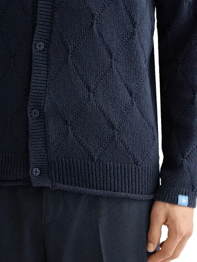 Scotch & Soda Men's Openwork Knit Button-Front Cardigan - Sky - Size Large | Thumbnail 5