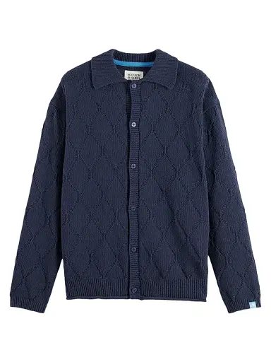 Scotch & Soda Men's Openwork Knit Button-Front Cardigan - Sky - Size Large | Thumbnail 1